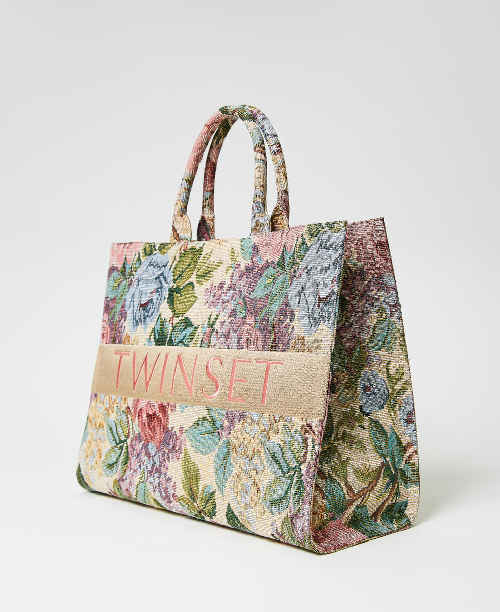 【TWINSET】Woman Tote Bags 3Colors Victoria' jacquard floral shopper Woman, Patterned | TWINSET