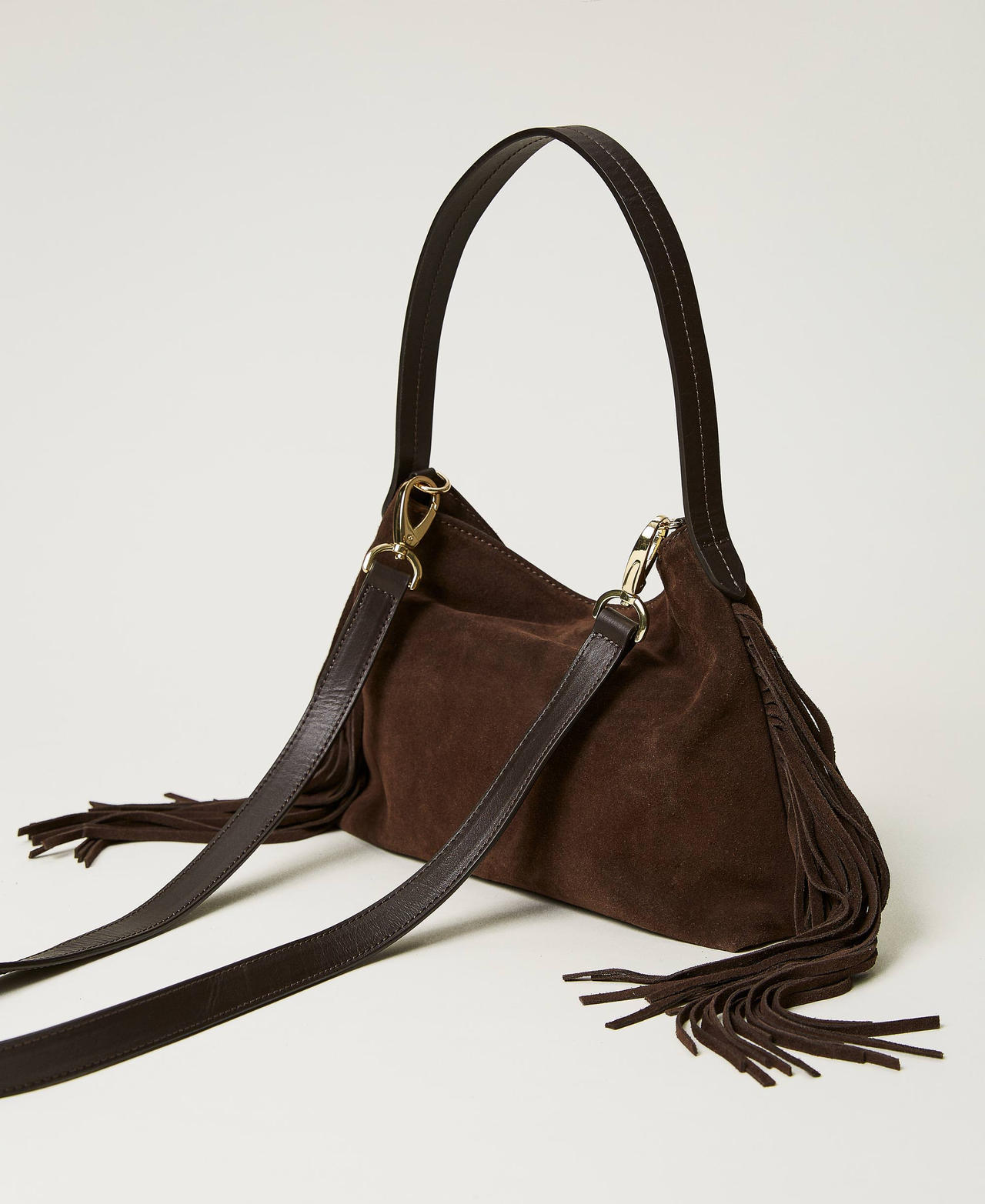 'Melrose&rsquo; leather shoulder bag with fringes
