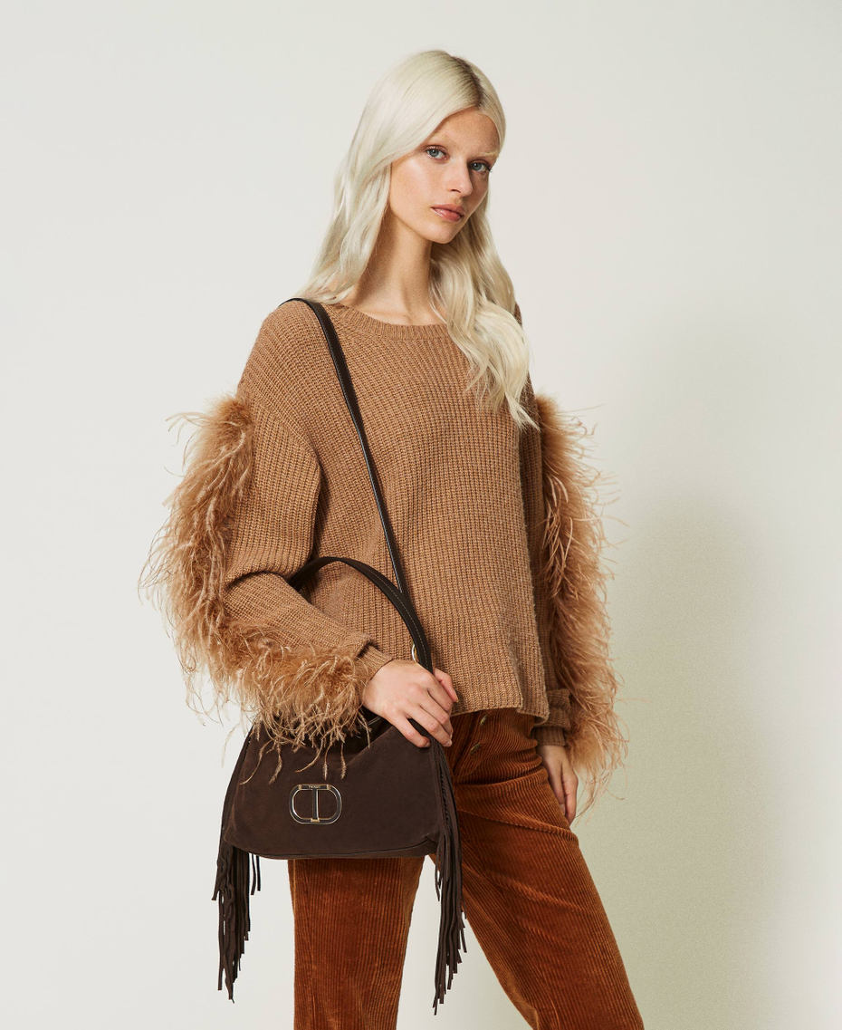 'Melrose&rsquo; leather shoulder bag with fringes