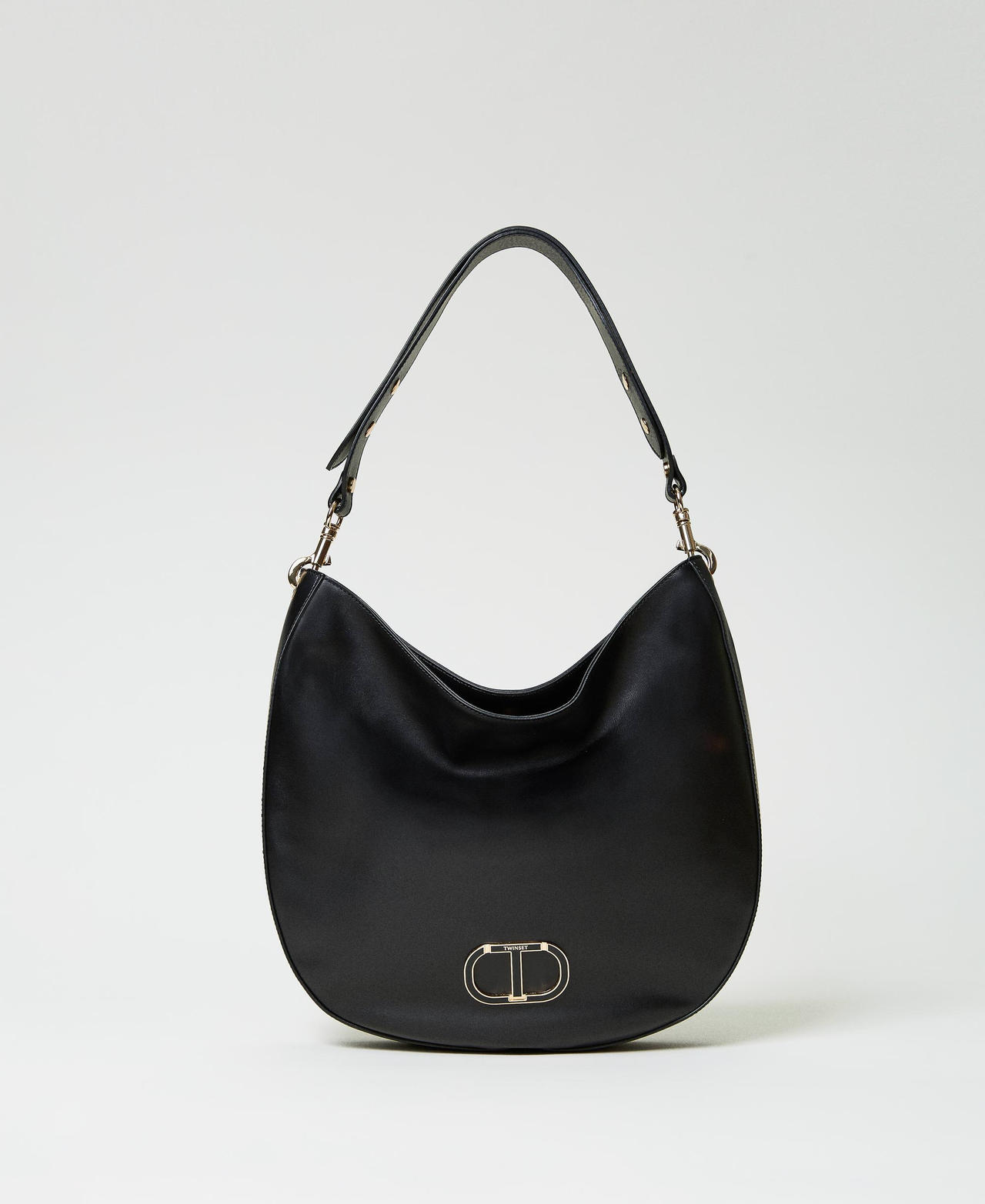 Banjo Bag leather hobo bag Woman Black TWINSET Milano