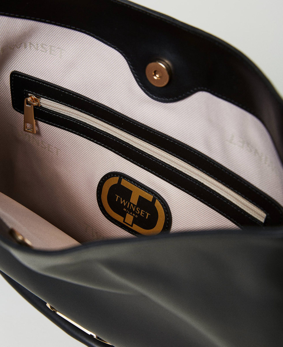 Banjo Bag leather hobo bag Woman Black TWINSET Milano