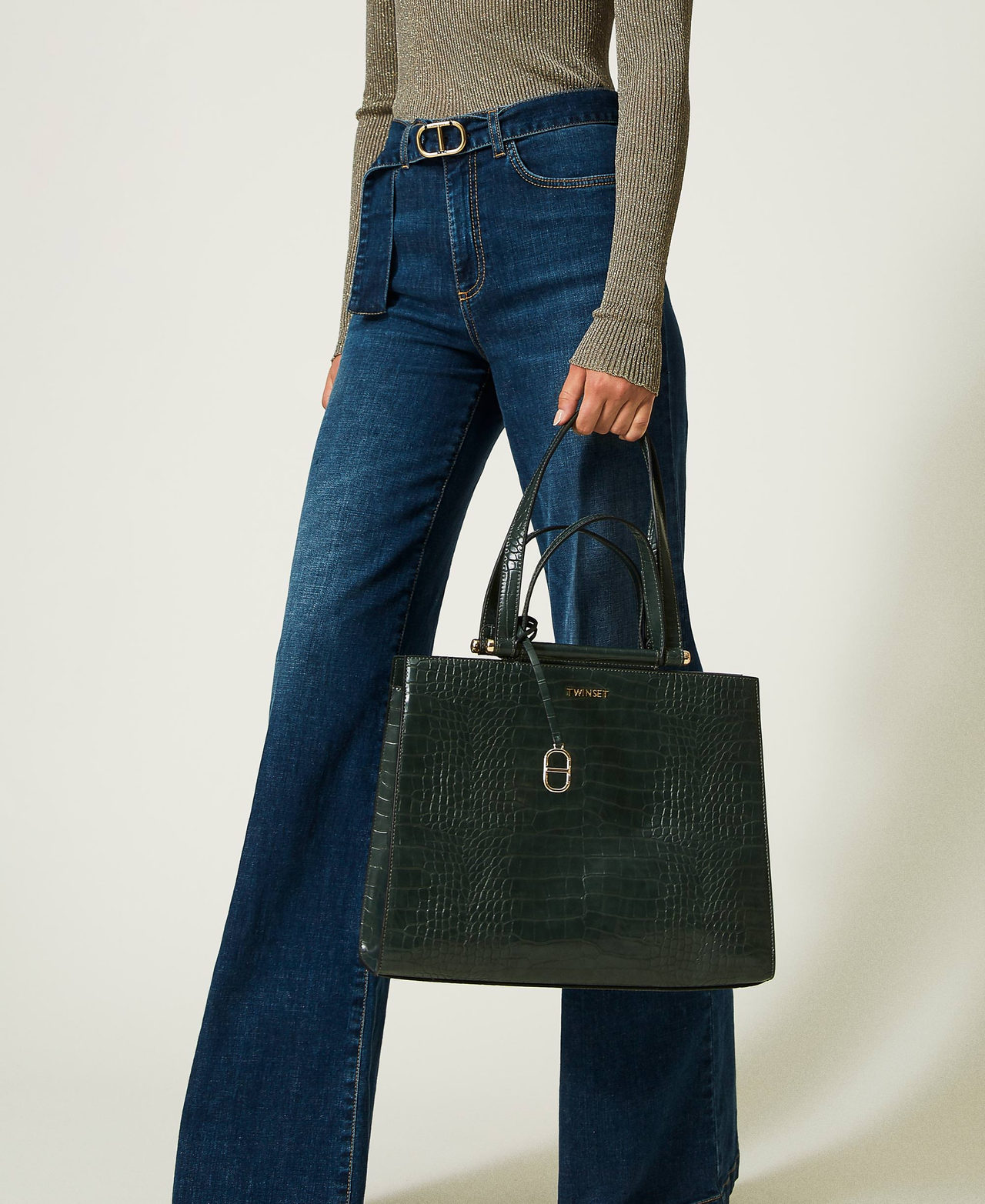 Large 'Mademoiselle' shopper Dark Green Woman 232TD8310_00521_0S