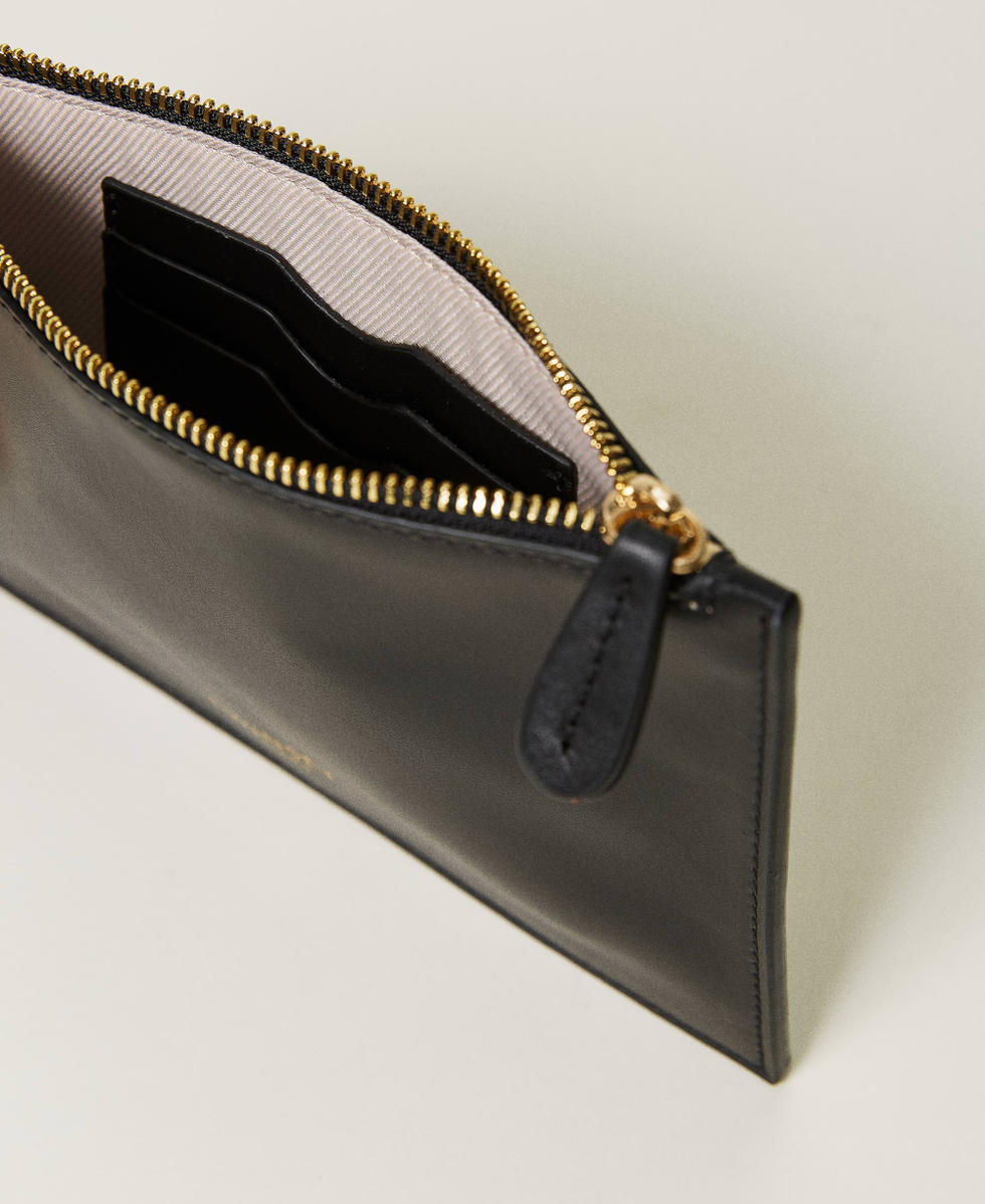 Black leather shop pouch clutch