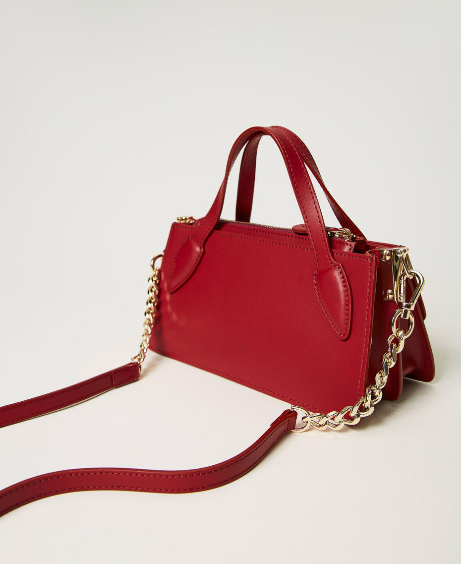 Petit sac à bandoulière en cuir Rouge Ardent Femme 232TD8382-03
