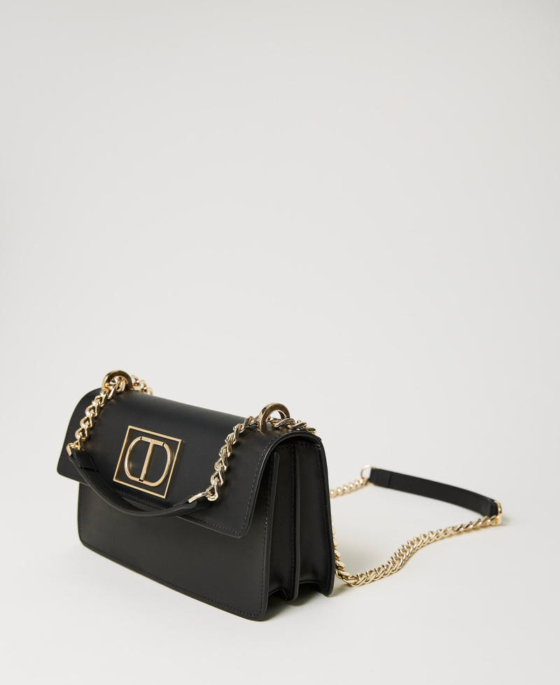 Leather shoulder bag with flap Black Woman 232TD8383-02