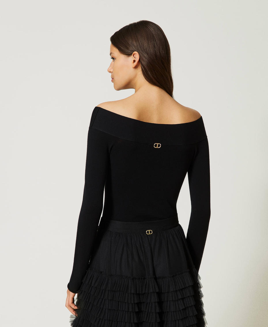 Body en maille sans coutures avec &eacute;paules d&eacute;nud&eacute;es