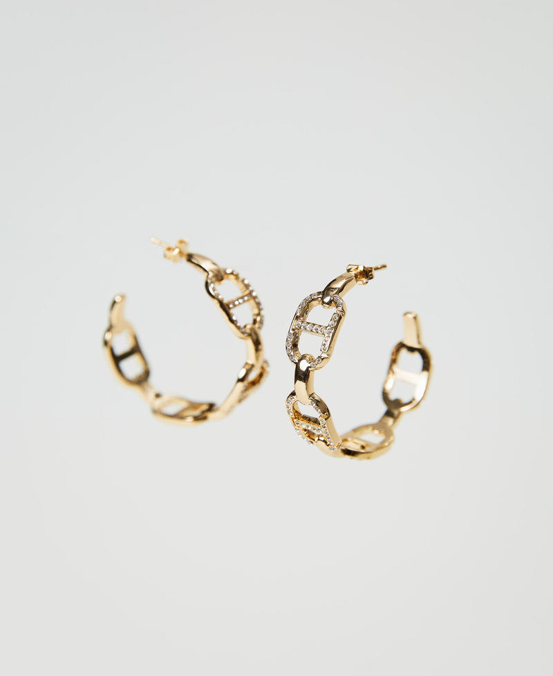 Ohrringe mit „Oval T“-Kettengliedern und Strass New Gold Frau 232TO5056-01