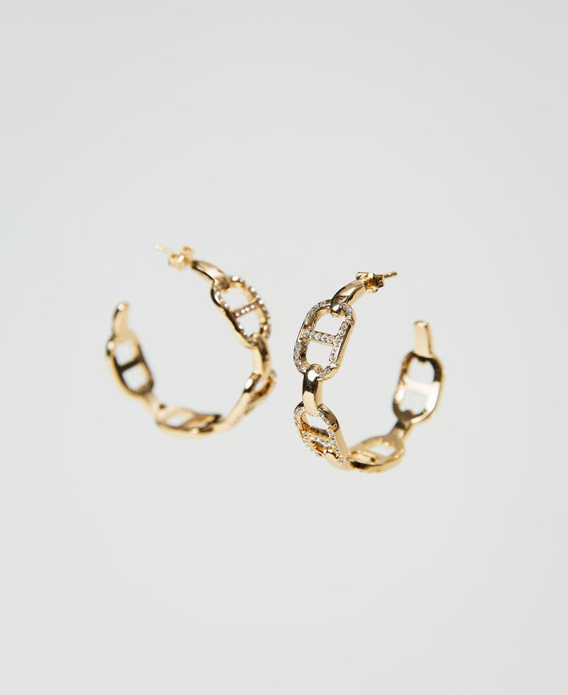 Earrings with Oval T chain and rhinestones