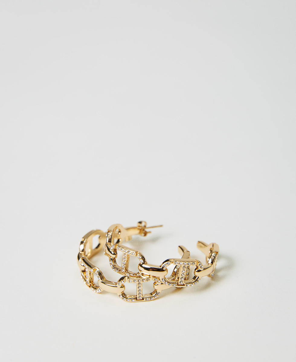 Orecchini con catena Oval T e strass