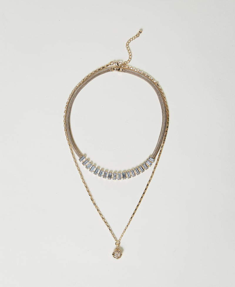 Necklace set with rhinestones and Oval T