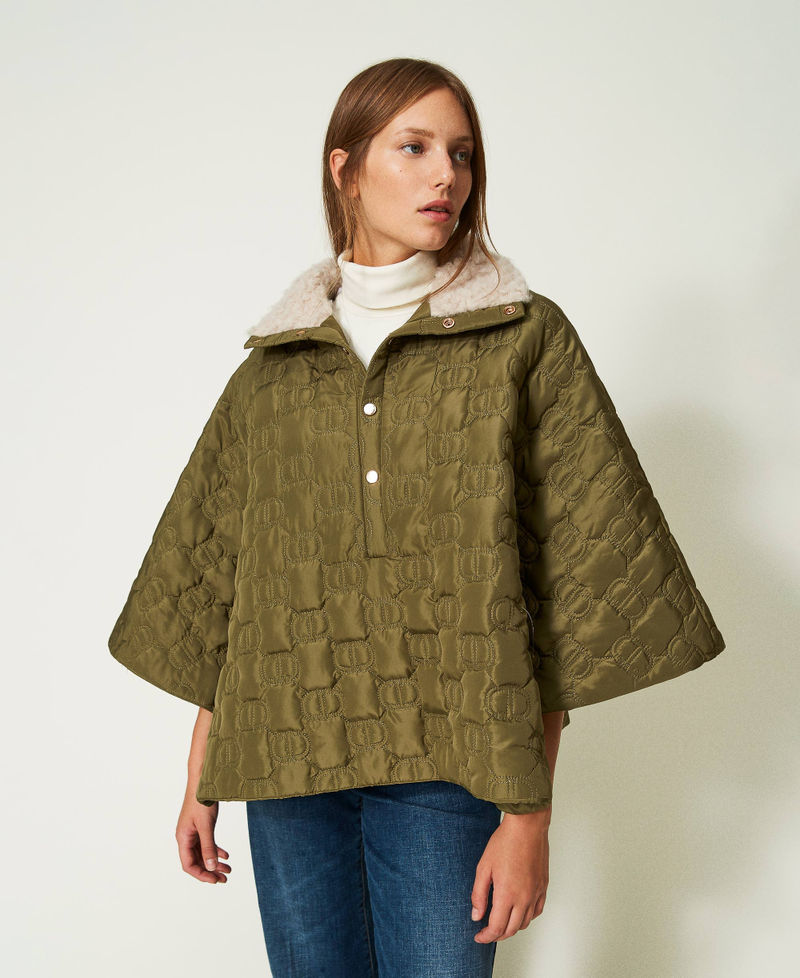 Quilted cape with Oval T "Olive" Green Woman 232TO5082-01