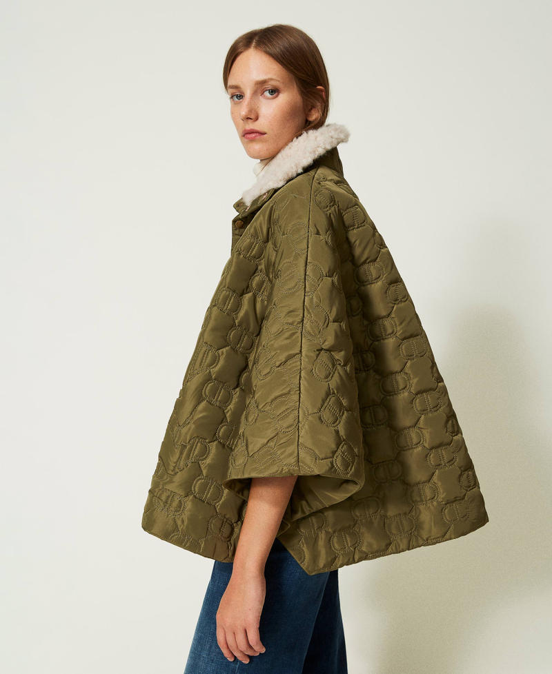 Quilted cape with Oval T "Olive" Green Woman 232TO5082-02