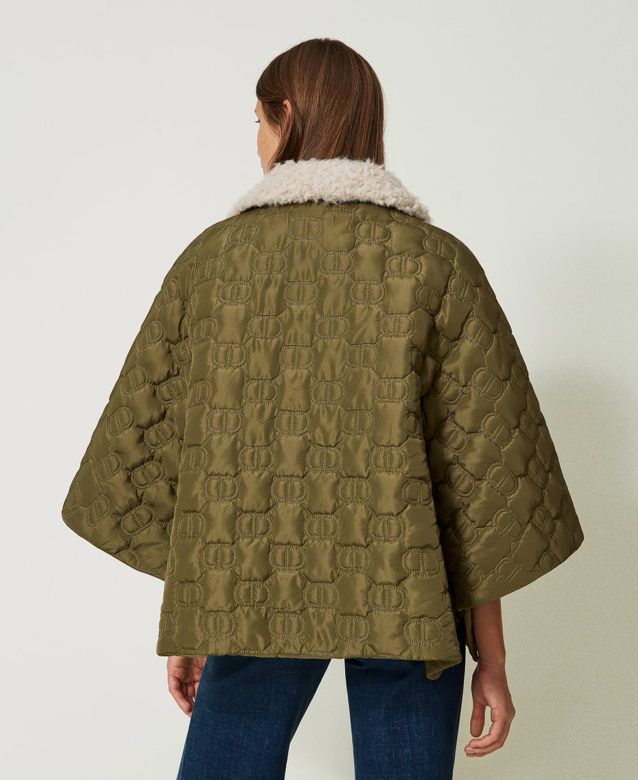 Quilted cape with Oval T "Olive" Green Woman 232TO5082-03