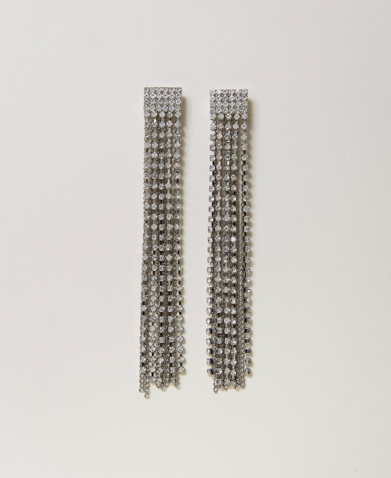 Earrings with rhinestone fringes