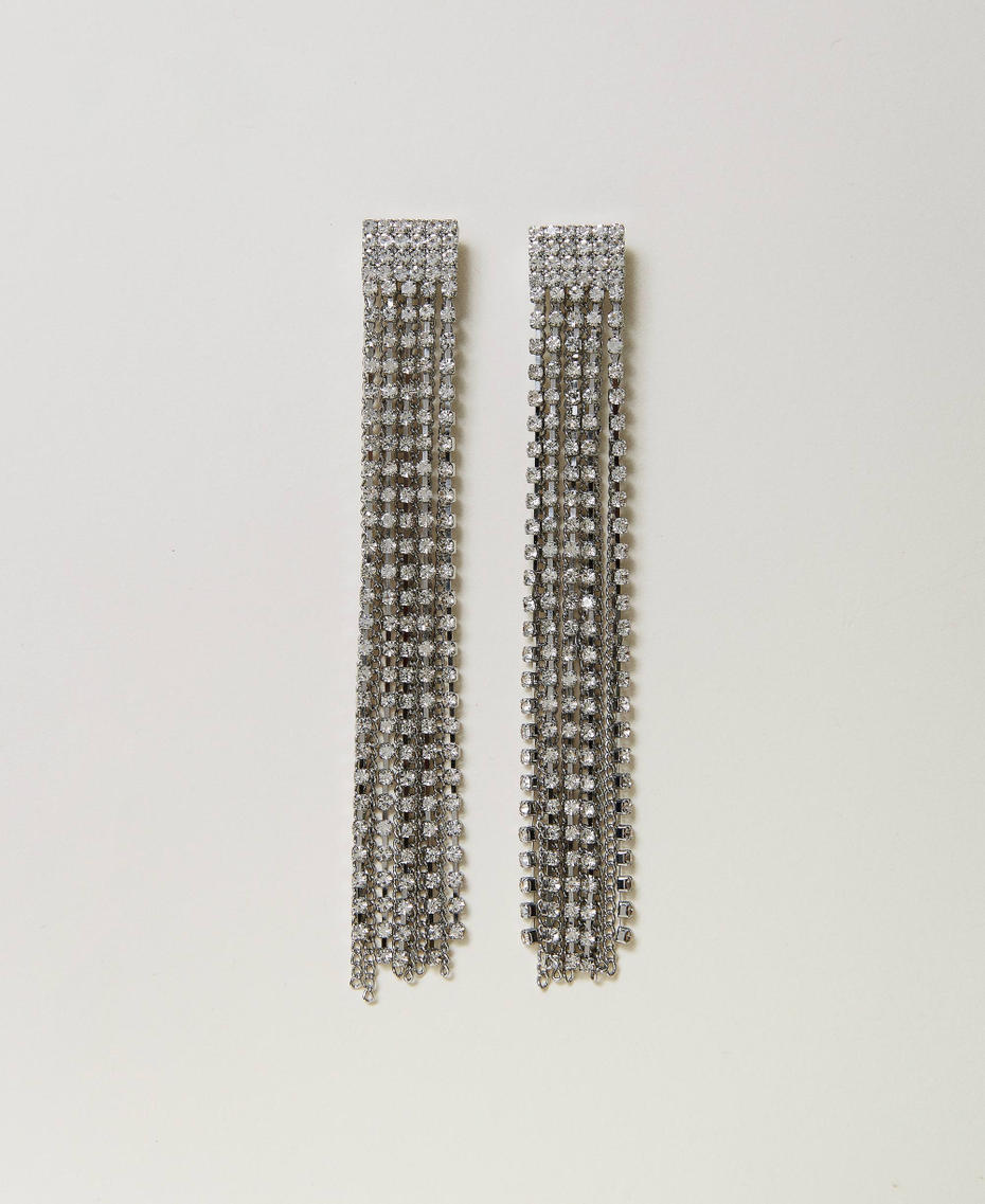 Earrings with rhinestone fringes