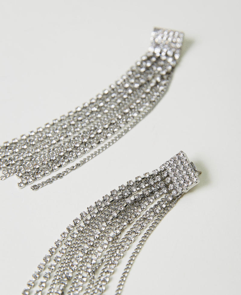 Earrings with rhinestone fringes
