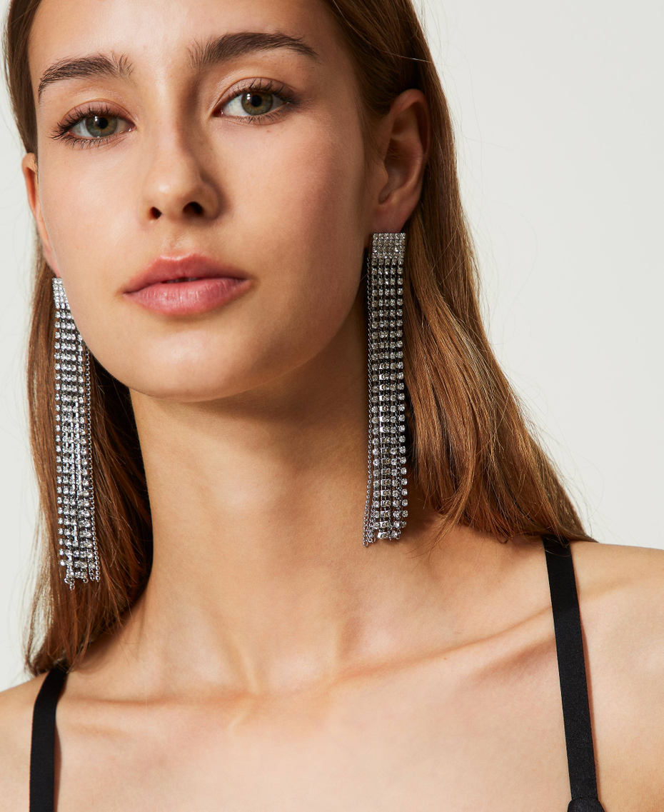 Серьги с бахромой из стразов Серебряный Crystal женщина 232TO532A_00888_S0