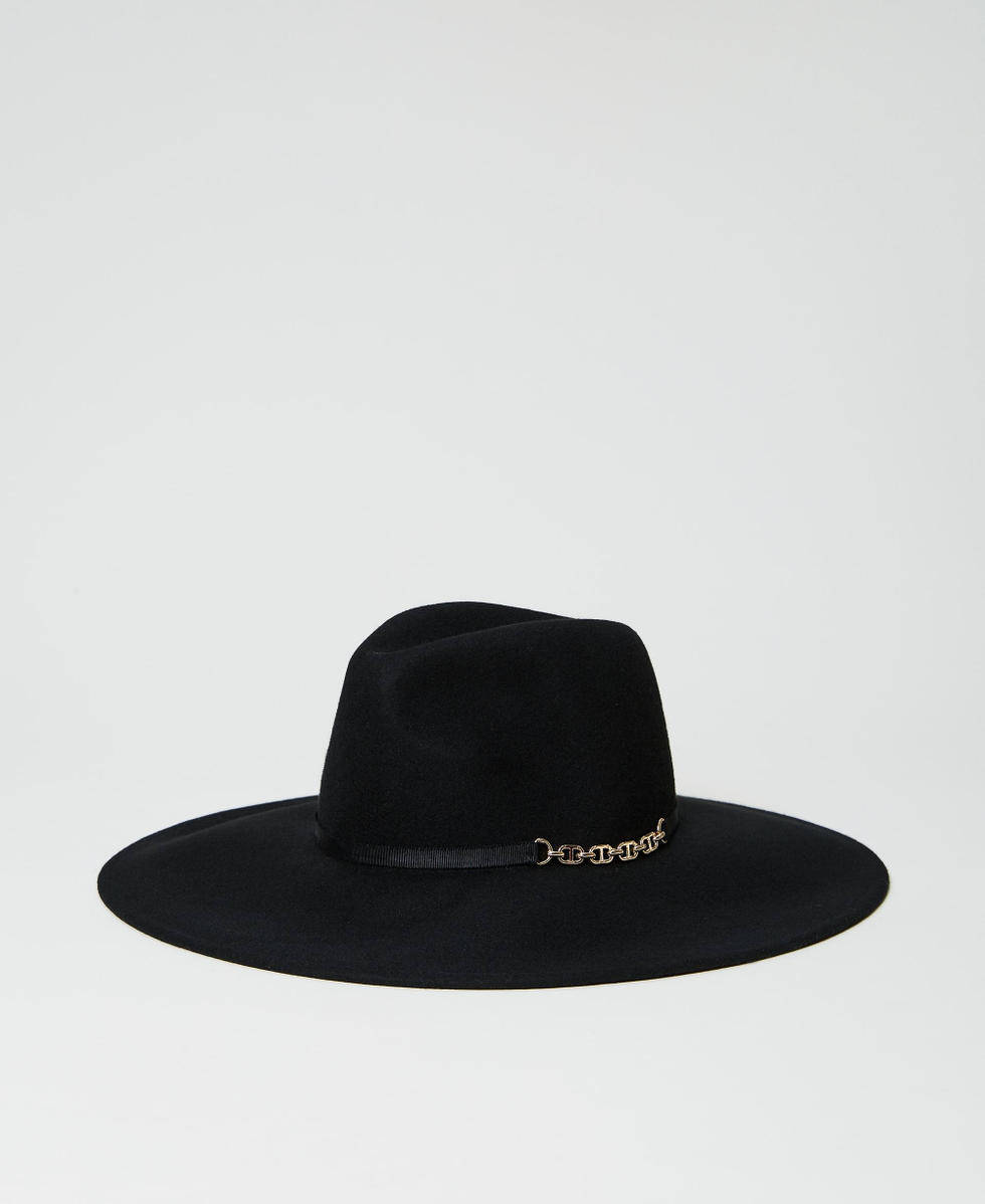 Wide brim wool cloth hat Woman Black TWINSET Milano