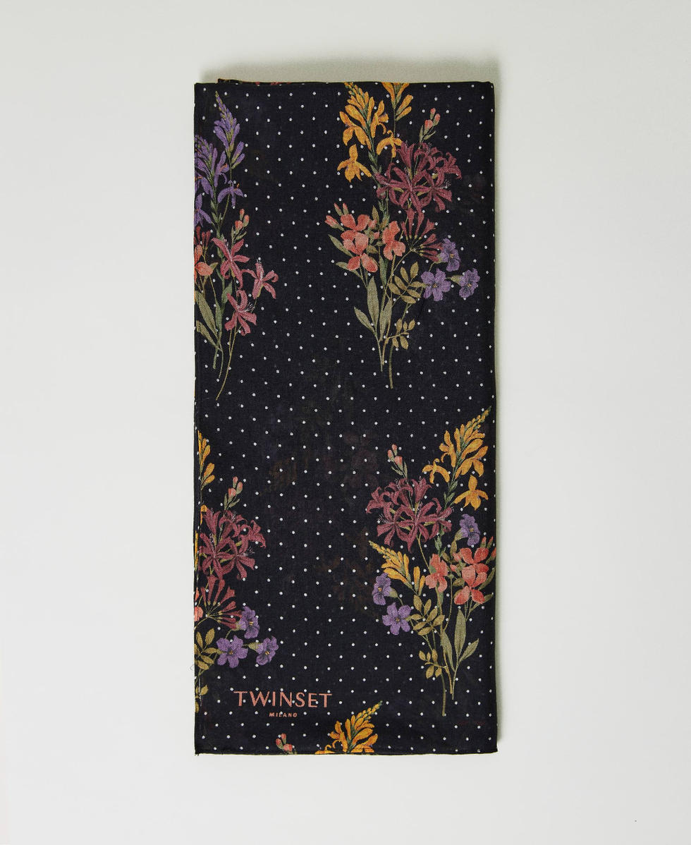 &Eacute;tole imprim&eacute;e avec logo Imprim&eacute; Jolies Fleurs/Noir Femme 232TO5390_11155_01