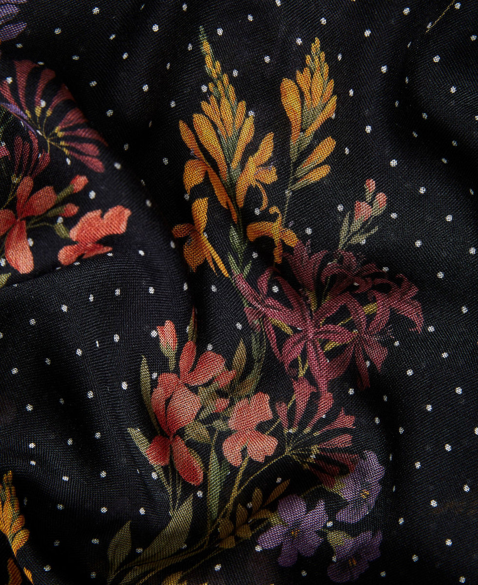 &Eacute;tole imprim&eacute;e avec logo Imprim&eacute; Jolies Fleurs/Noir Femme 232TO5390_11155_02