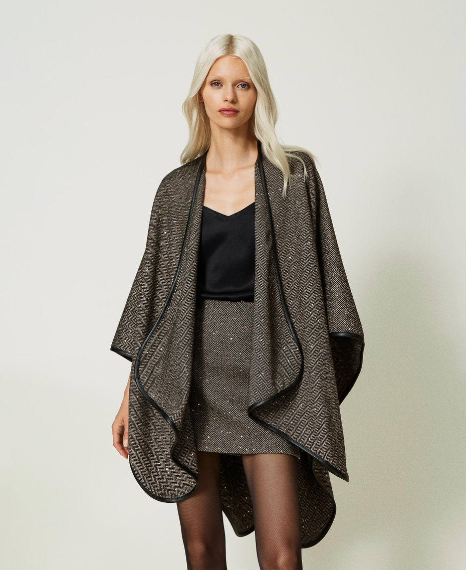 Poncho chevron avec sequins