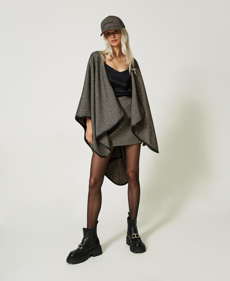 Chevron poncho with sequins