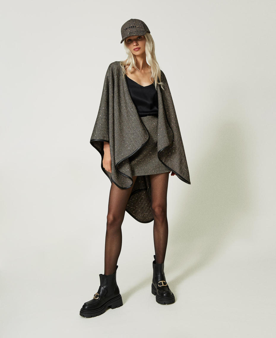 Chevron poncho with sequins