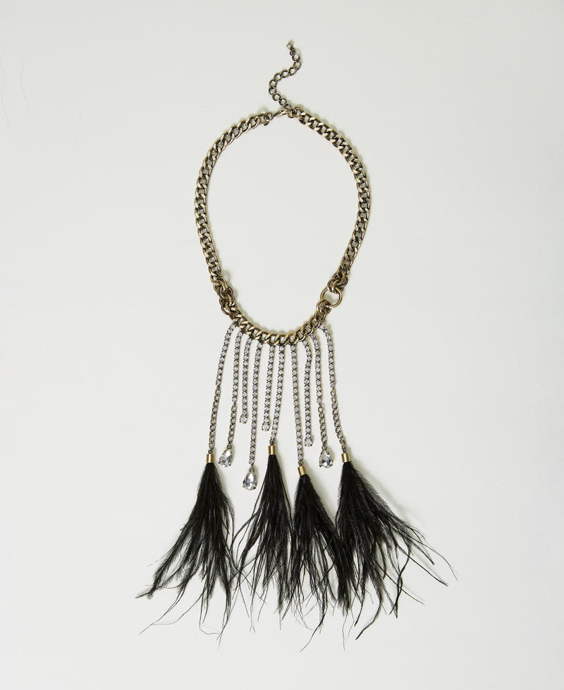 Necklace with feathers and rhinestones Rosette Woman 232TO544A-01