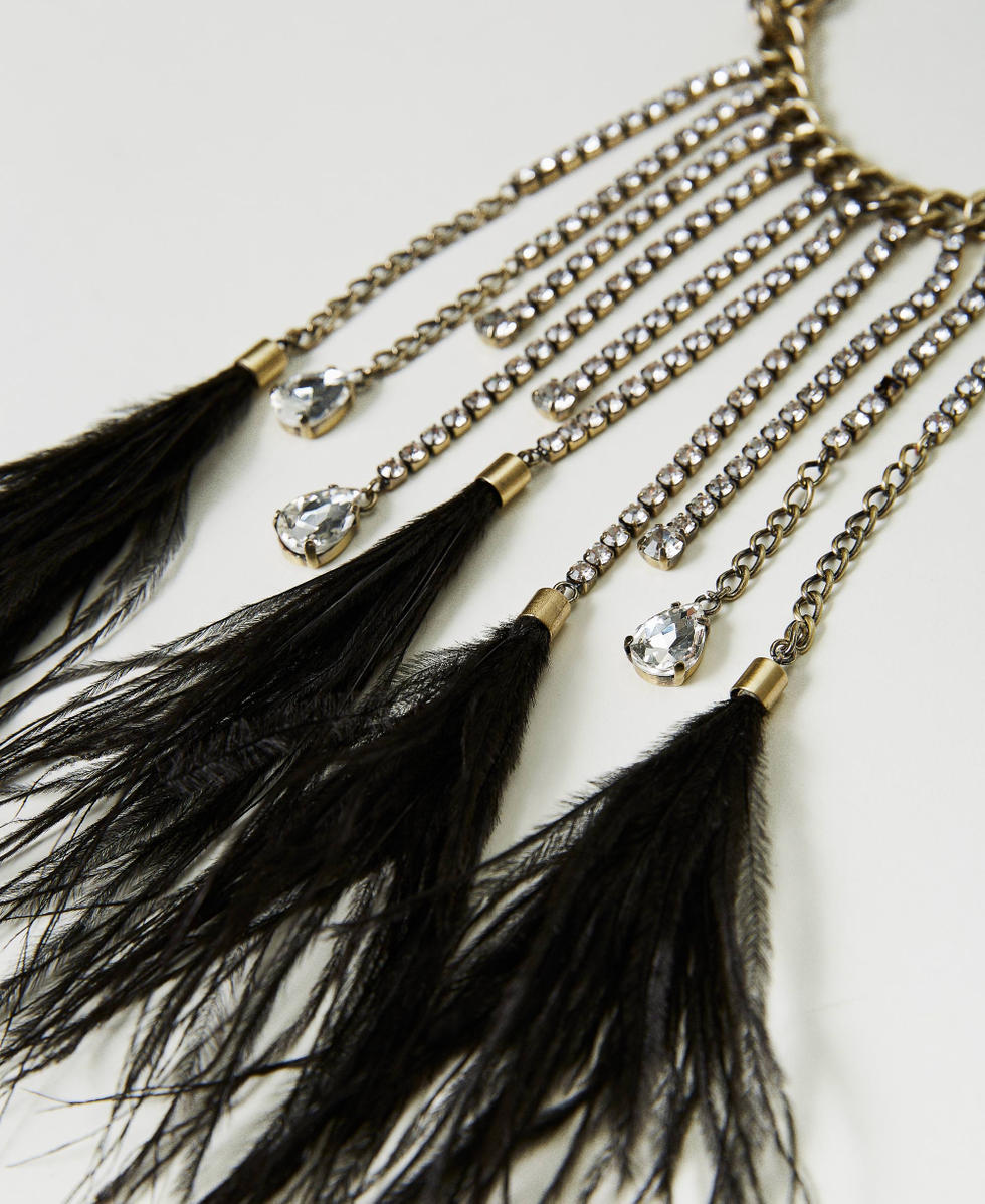 Collana con piume e strass Nero Donna 232TO544A_00006_02