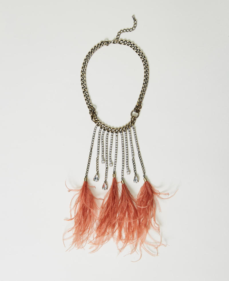 Collier avec plumes et strass