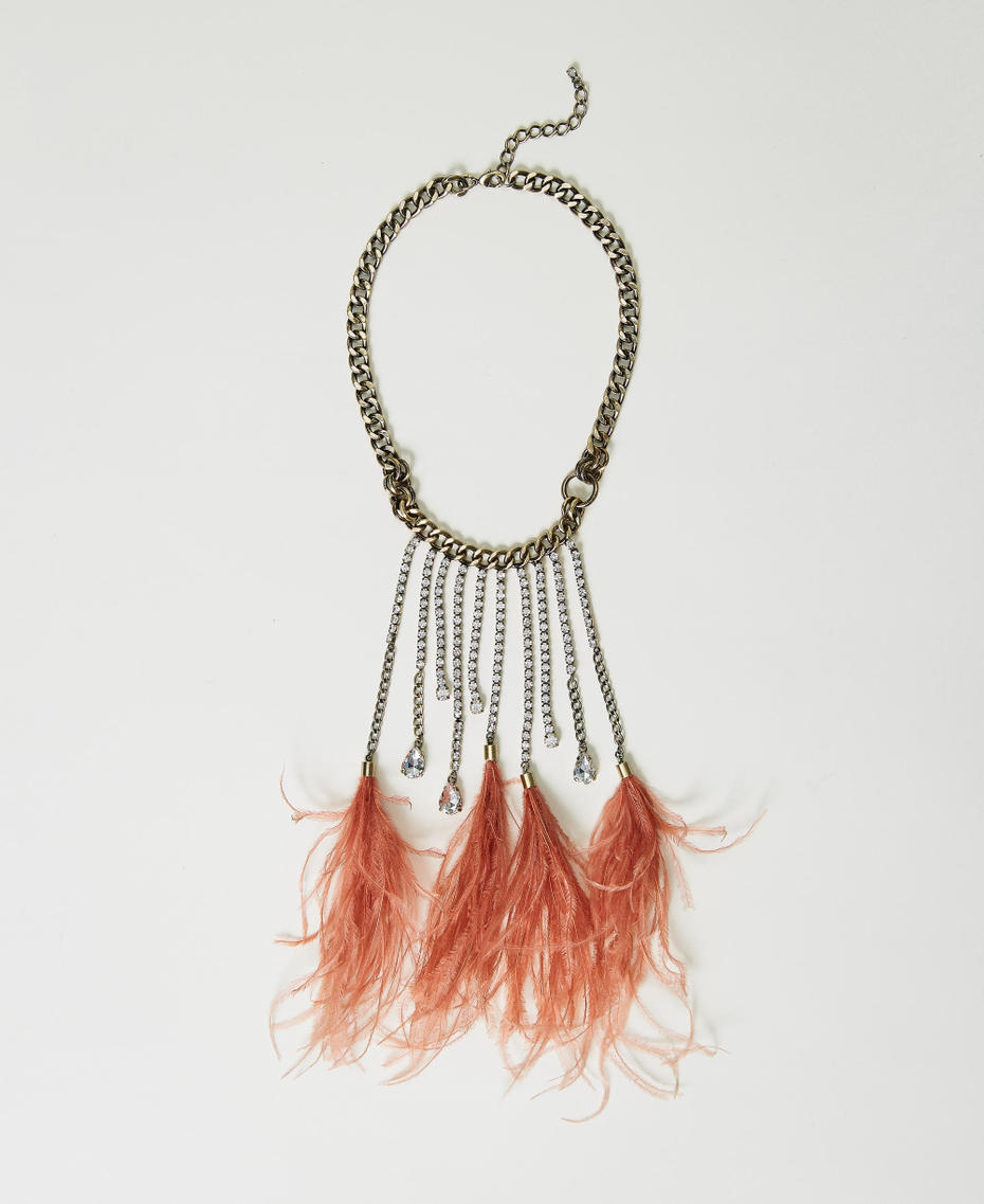 Collier avec plumes et strass