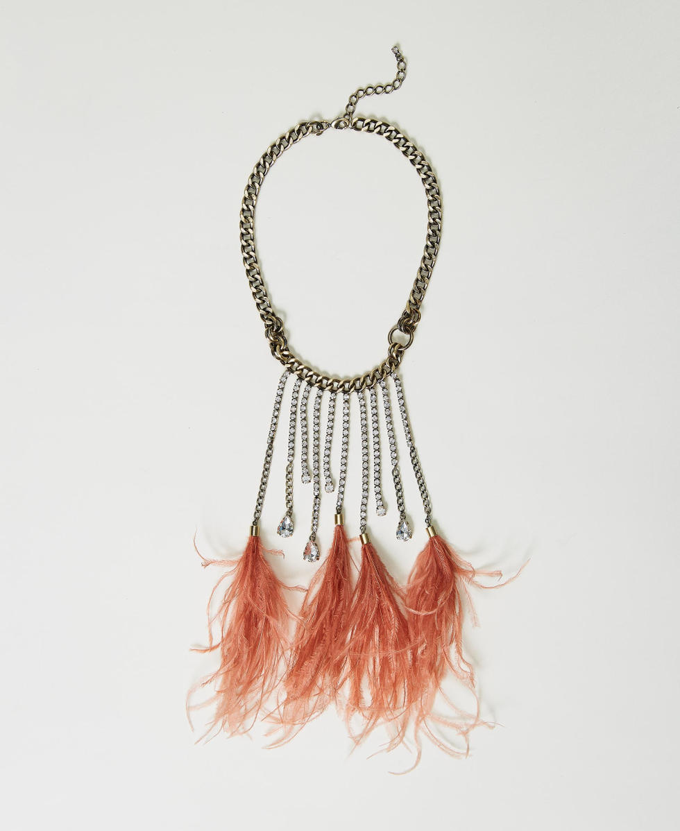 Necklace with feathers and rhinestones Woman Pink TWINSET Milano