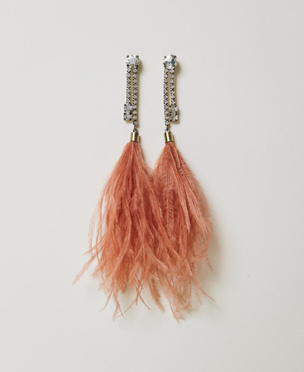Boucles d&rsquo;oreilles avec plumes et strass