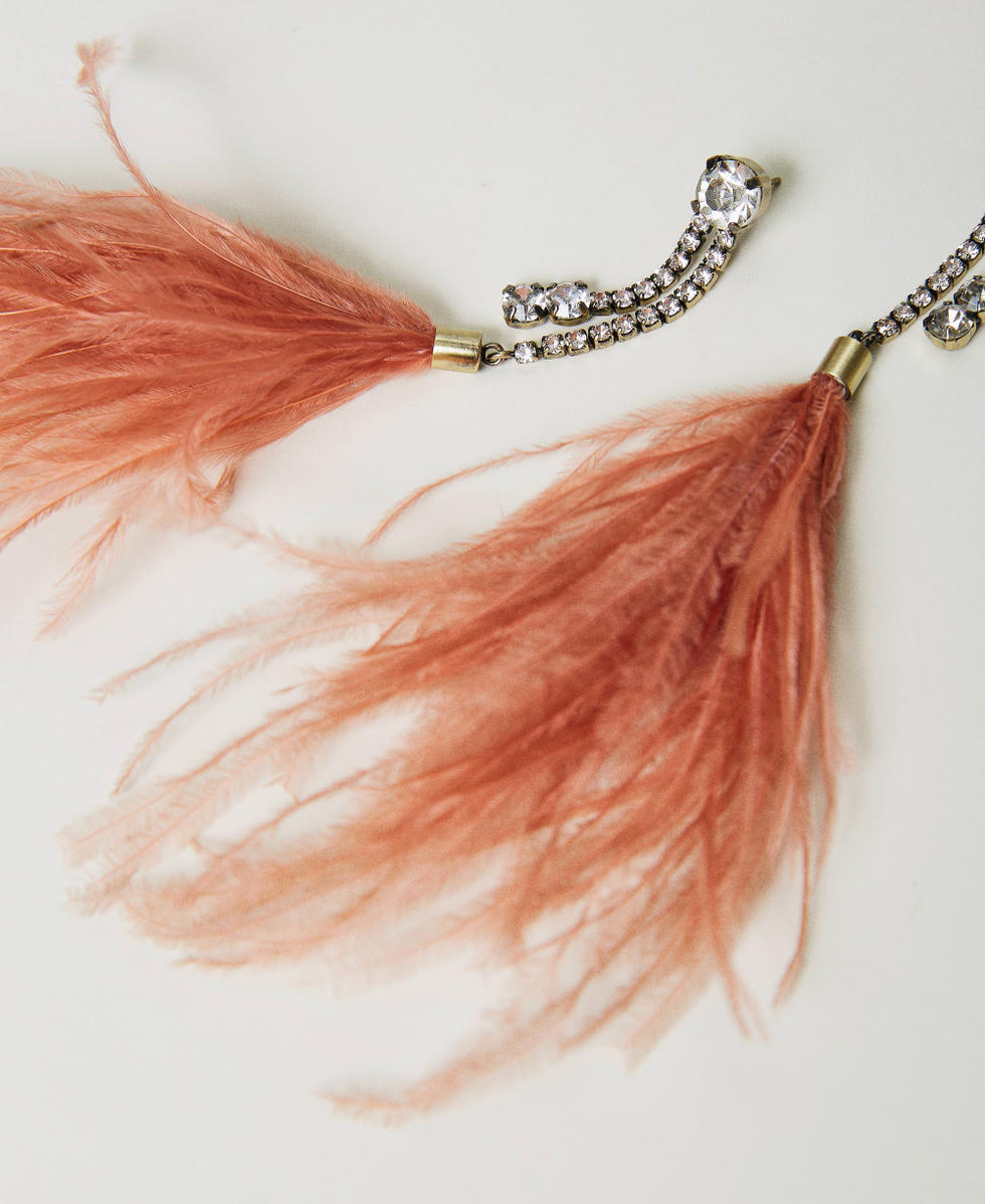 Earrings with feathers and rhinestones Woman Pink TWINSET Milano