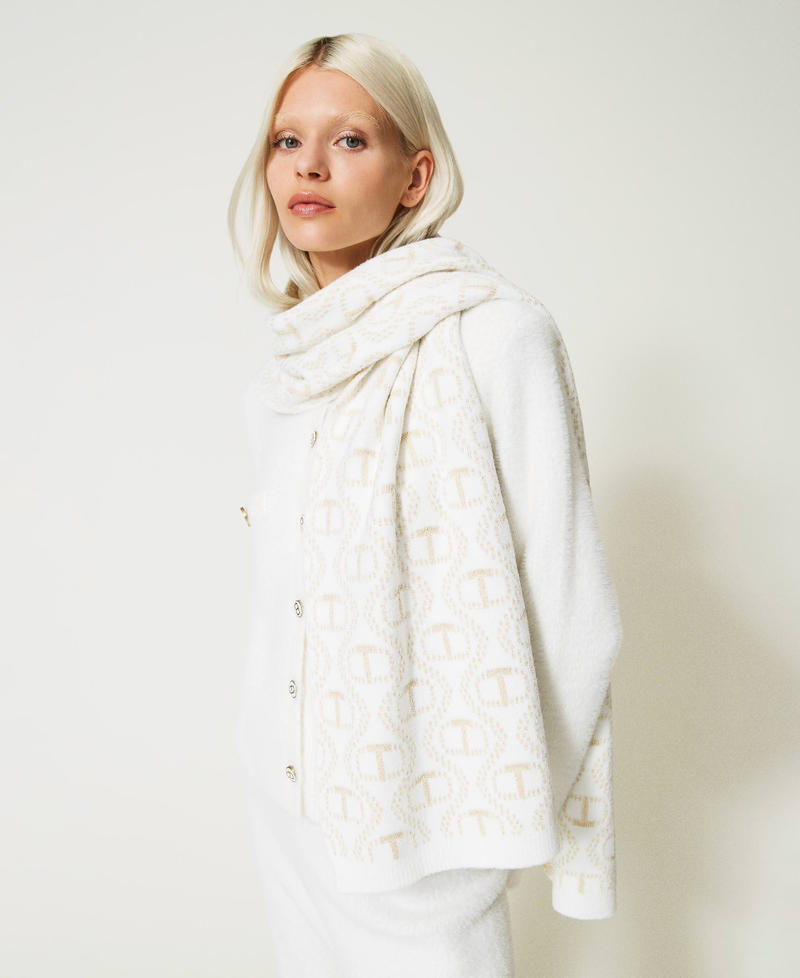 Angora blend stole with Oval T White Snow Woman 232TO5470-0S