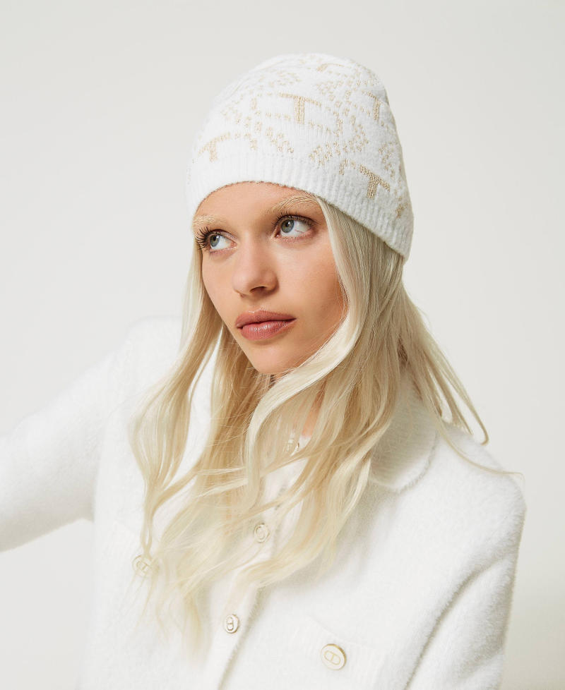Angora blend beanie with Oval T White Snow Woman 232TO5471_00282_0S