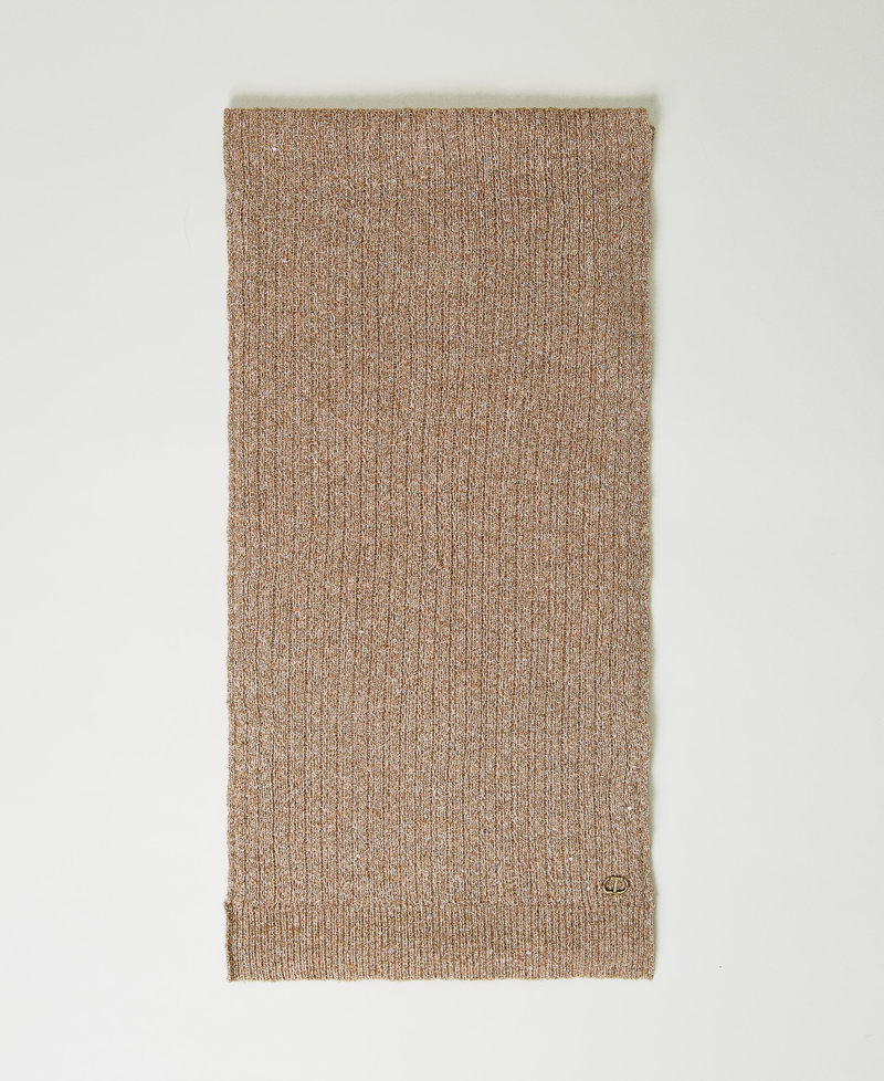 Ribbed scarf with sequins Pecan Brown Woman 232TO548C_11063_01