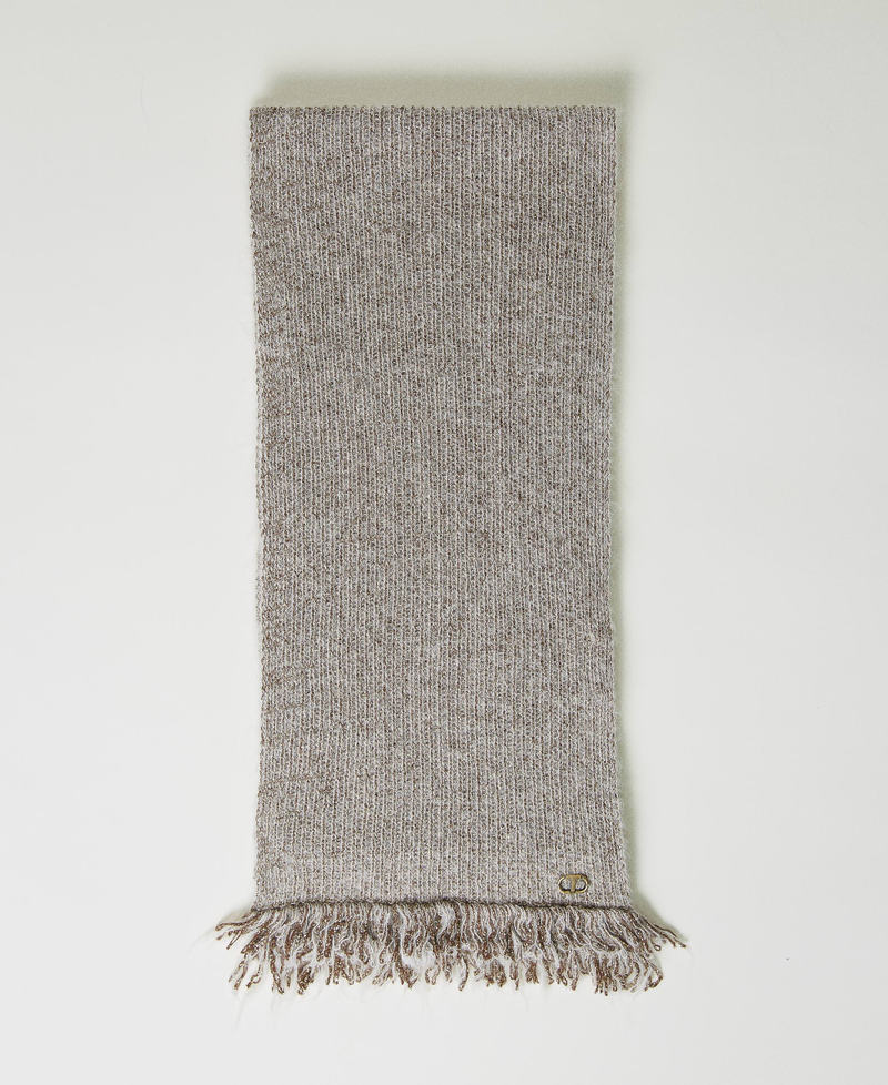 Mohair blend scarf with fringes White Snow Woman 232TO5490_00282_01