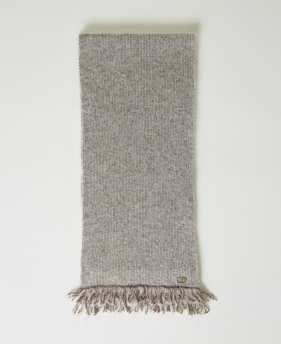 Mohair blend scarf with fringes White Snow Woman 232TO5490_00282_01