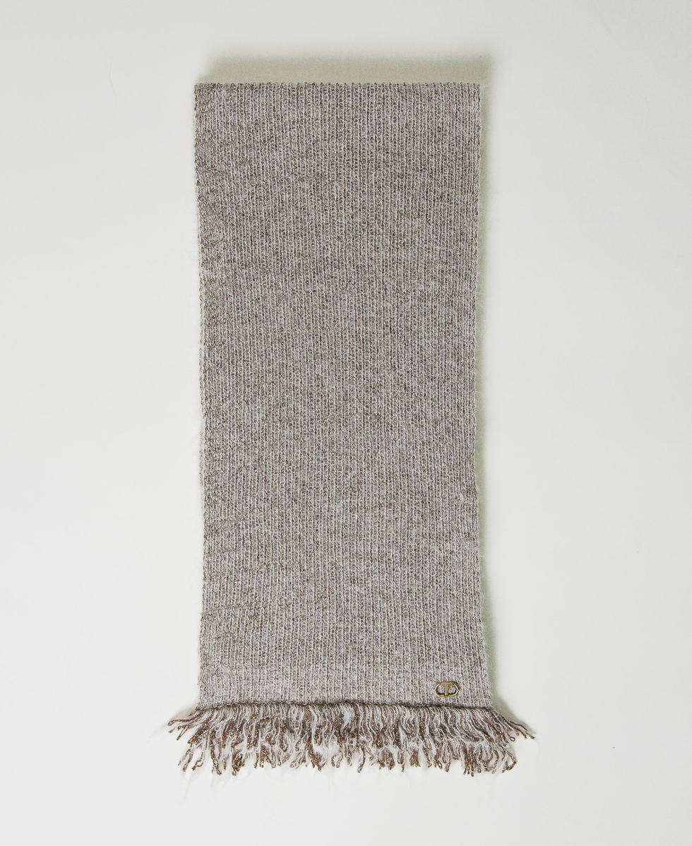 Mohair blend scarf with fringes White Snow Woman 232TO5490_00282_01