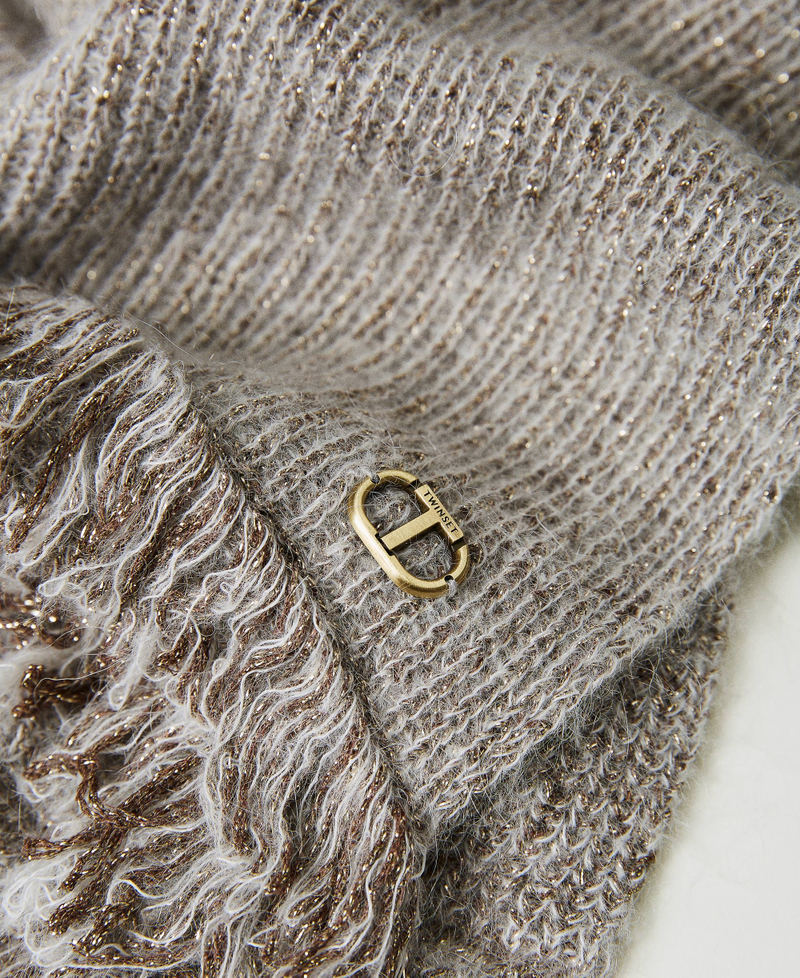 Mohair blend scarf with fringes White Snow Woman 232TO5490_00282_02