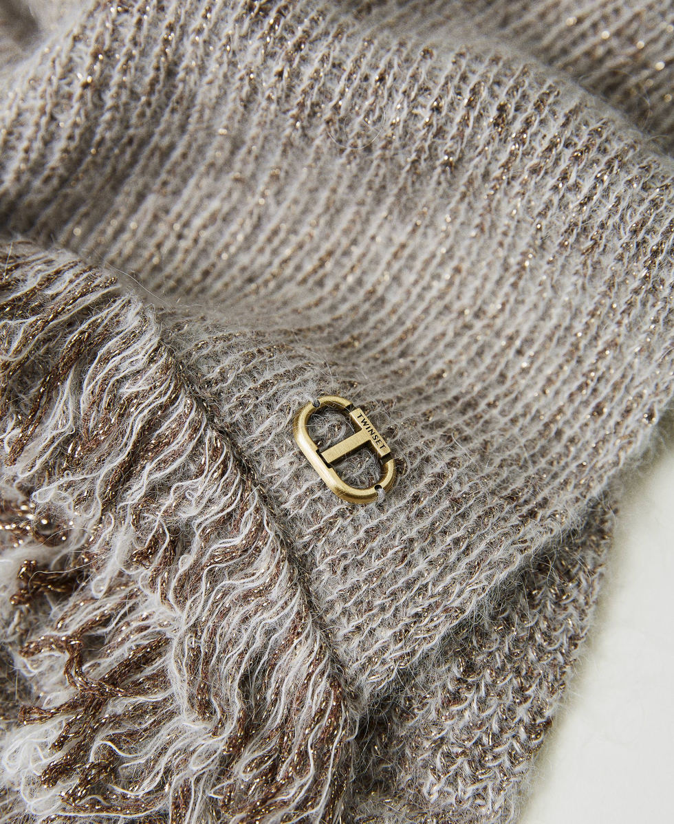 Mohair blend scarf with fringes White Snow Woman 232TO5490_00282_02