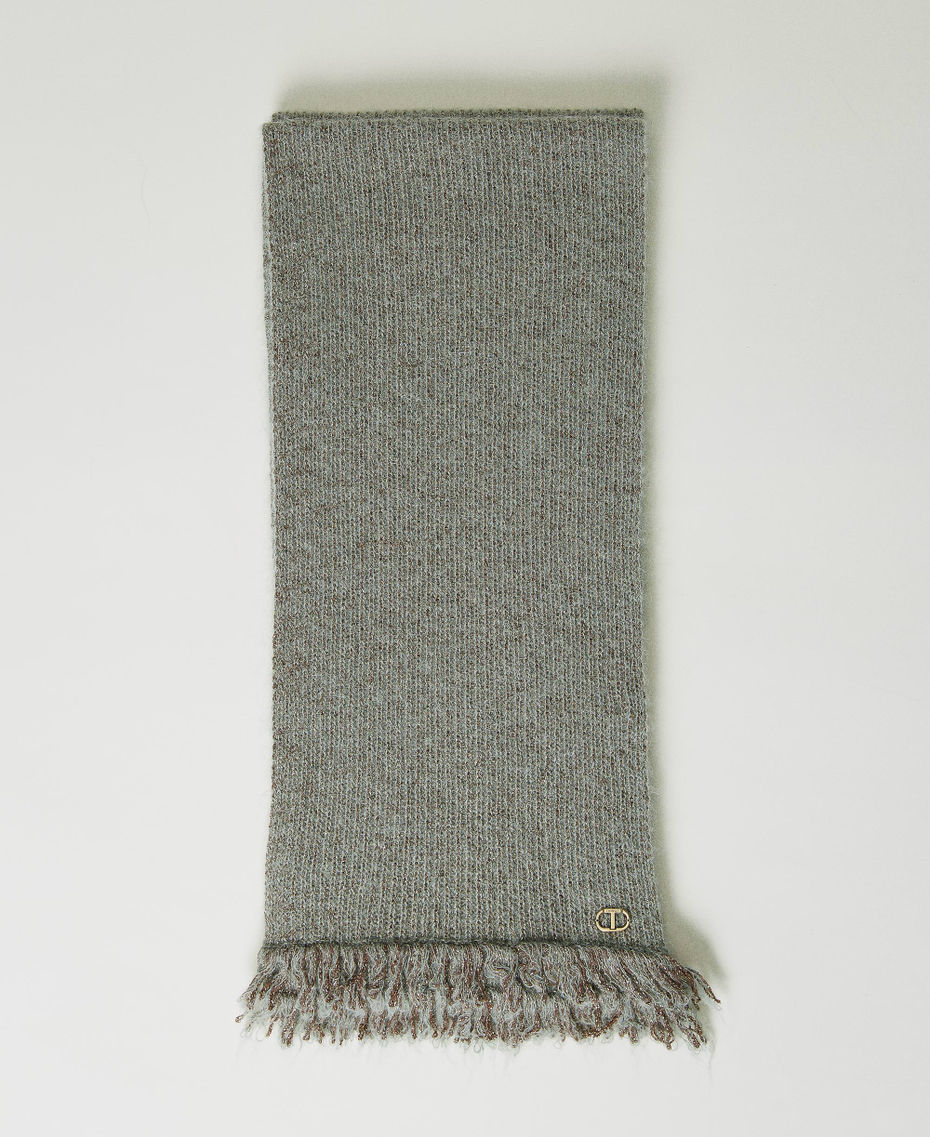 Mohair blend scarf with fringes "Natural Sage” Green Woman 232TO5490-01