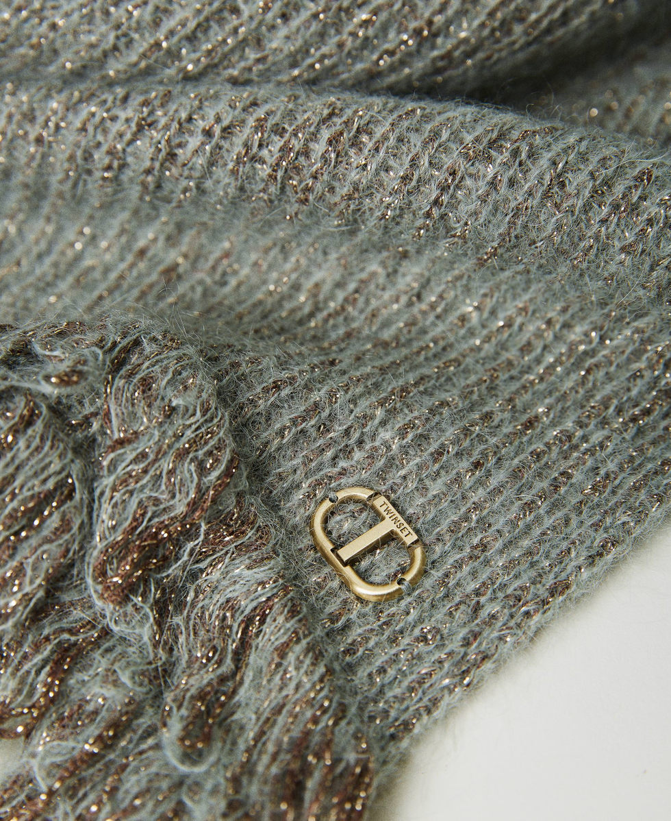 Mohair blend scarf with fringes