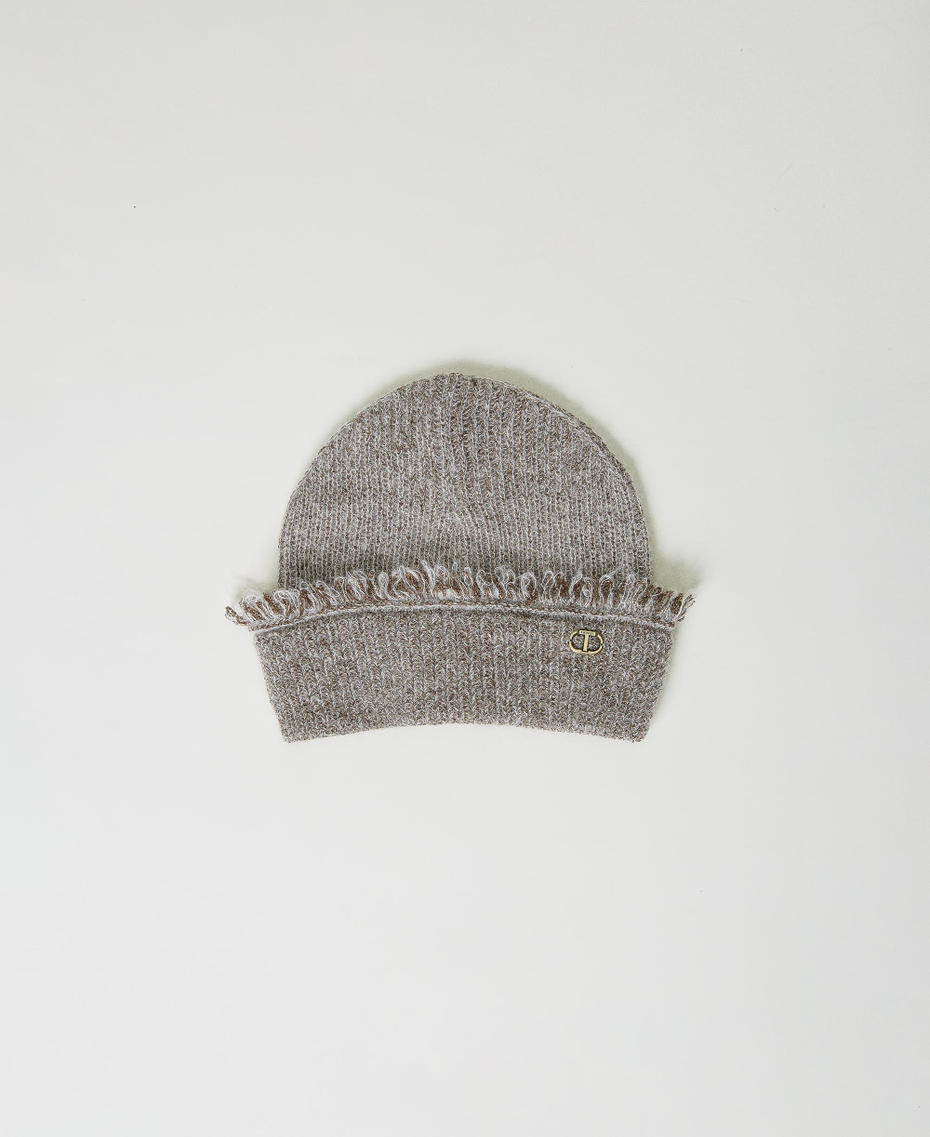 Mohair blend beanie with fringes White Snow Woman 232TO5491_00282_01