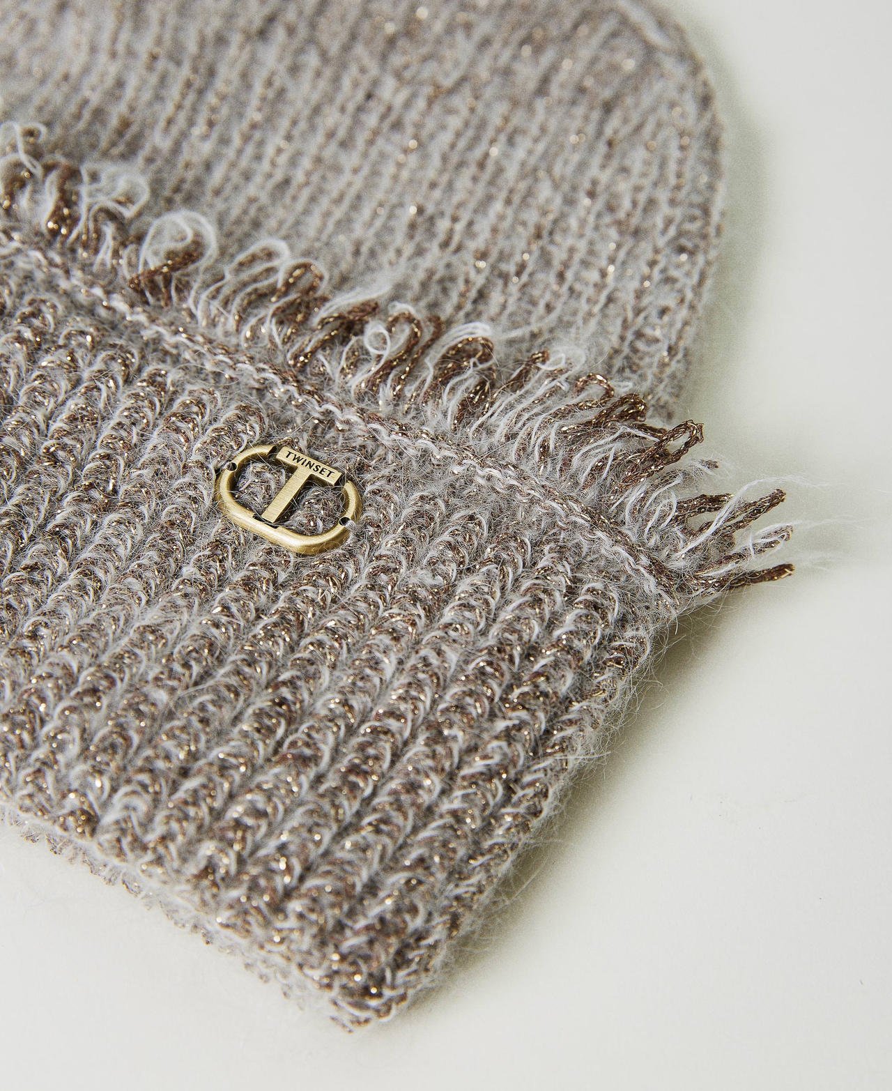 Mohair blend beanie with fringes White Snow Woman 232TO5491_00282_02