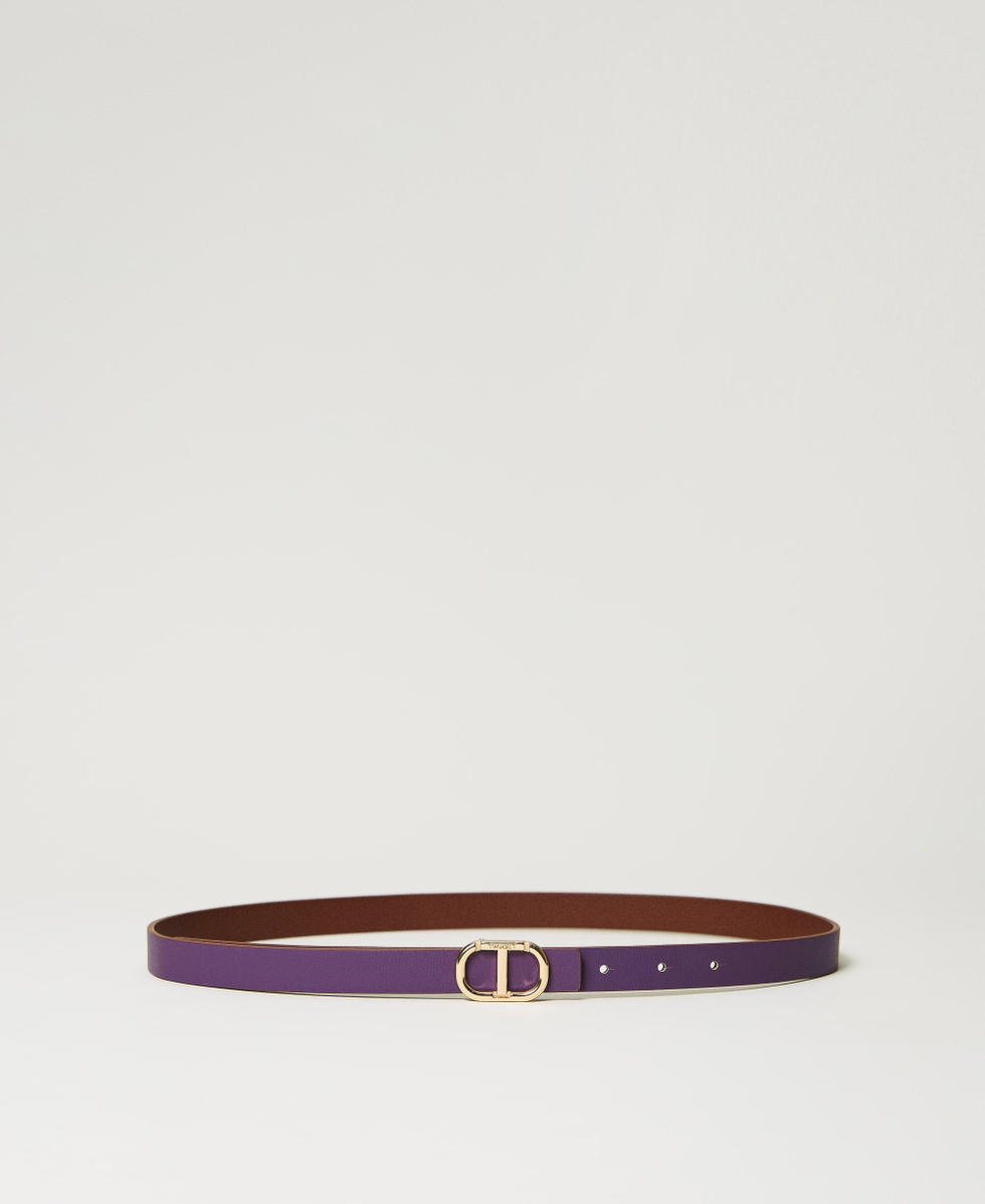 Reversible leather belt with Oval T