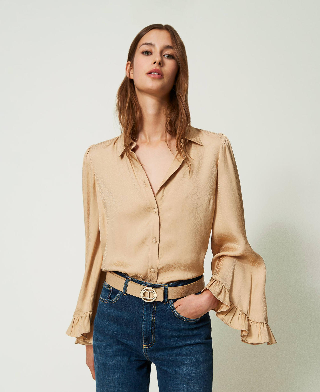 Reversible animal print belt with Oval T