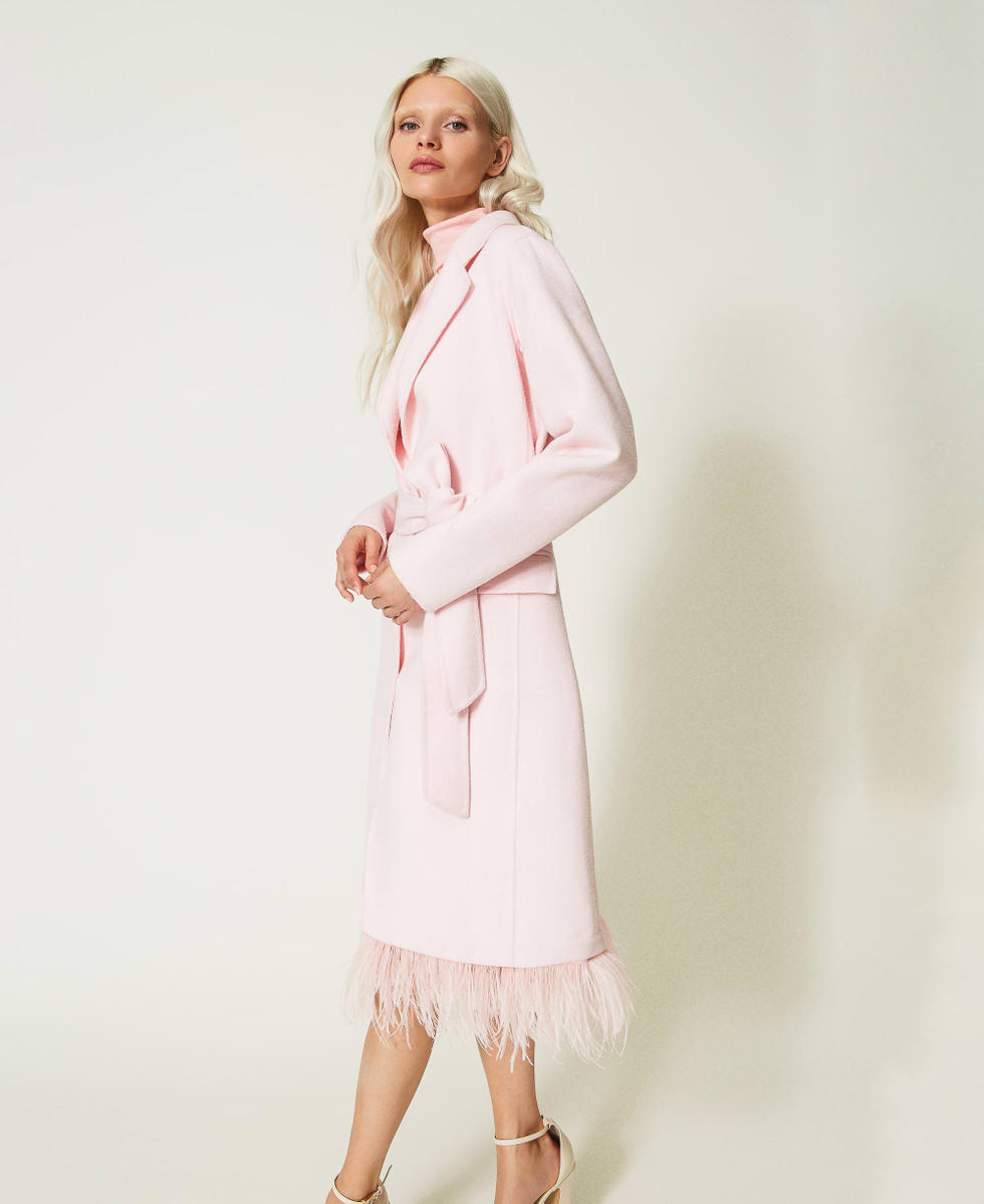 Abrigo lana rosa mujer shop