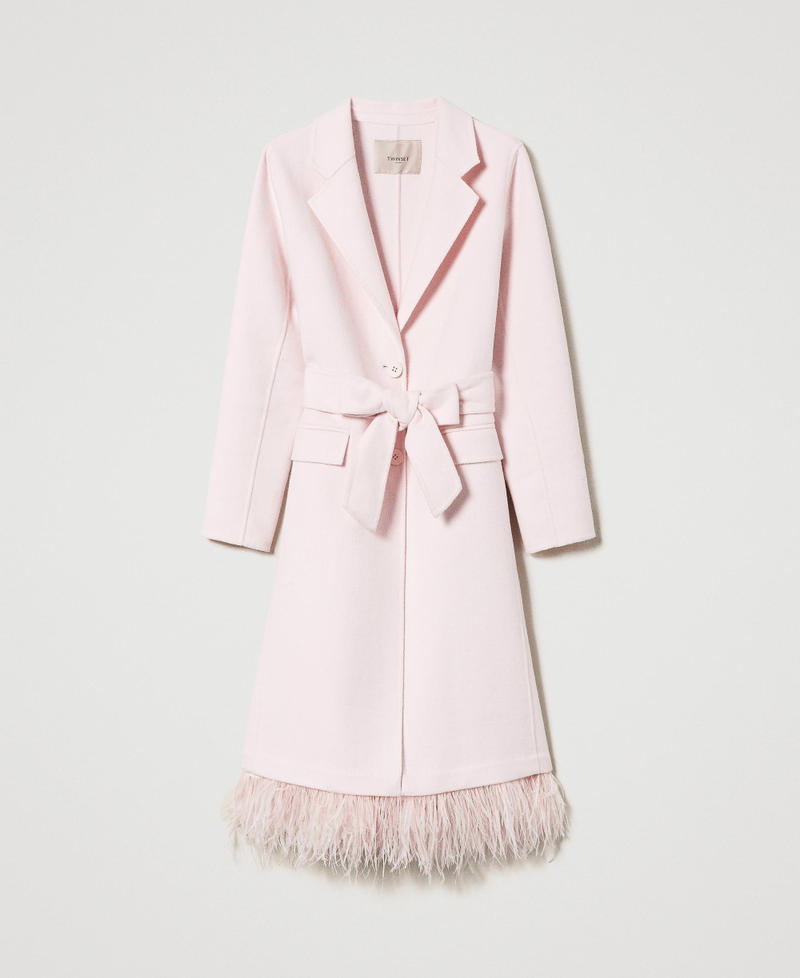  Doubled wool coat with feathers Blushing Rose Woman 232TP2010_10980_0S